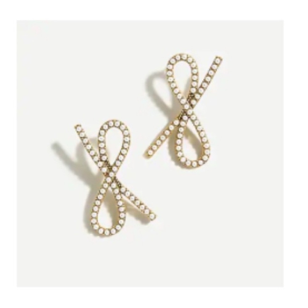 NWT J.Crew Pearl Bow Earrings - Picture 2 of 6